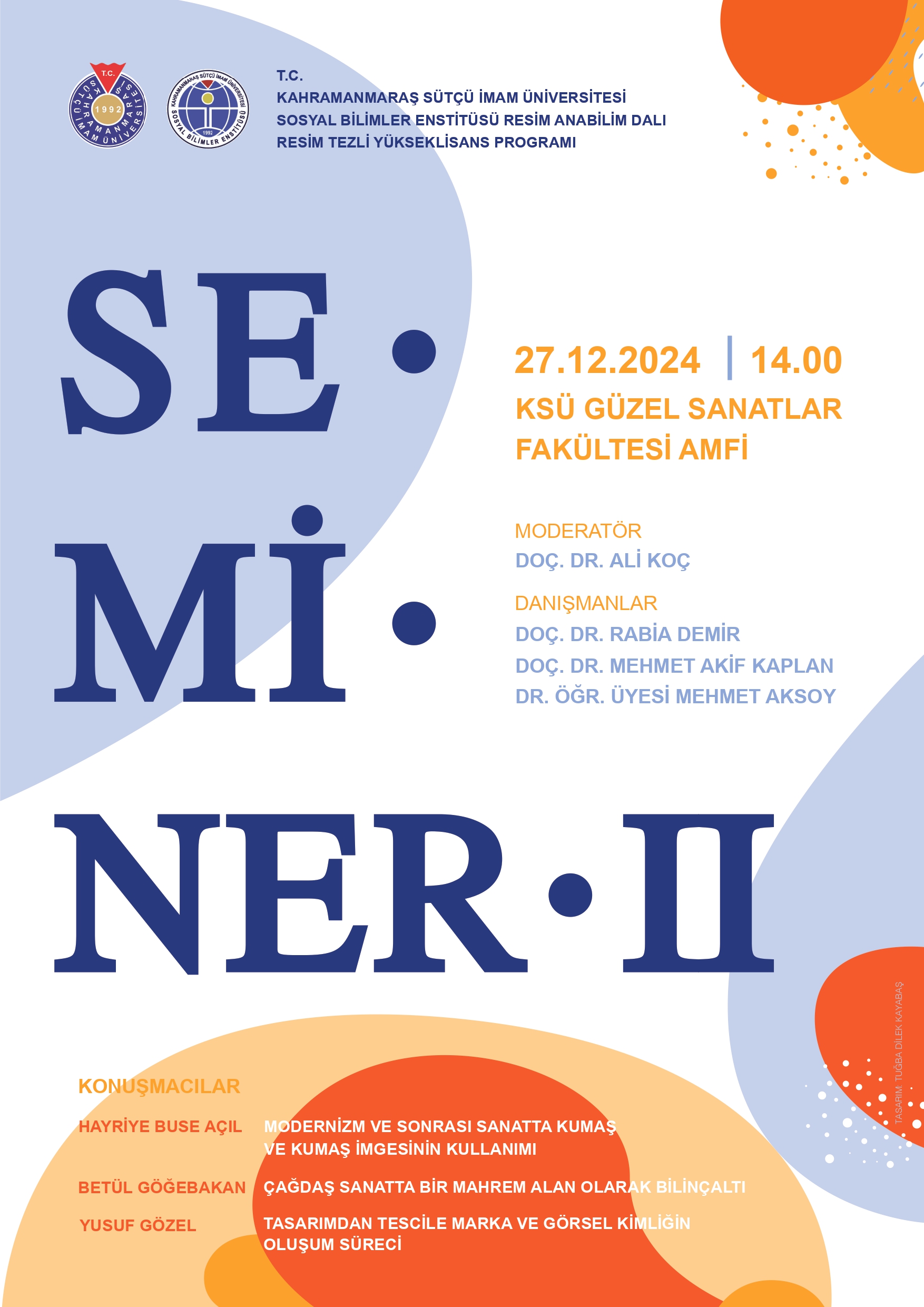 2024-2025 Eğitim Öğretim Yılı Güz Yarı Yılı Resim Ana Bilim Dalı Seminerleri